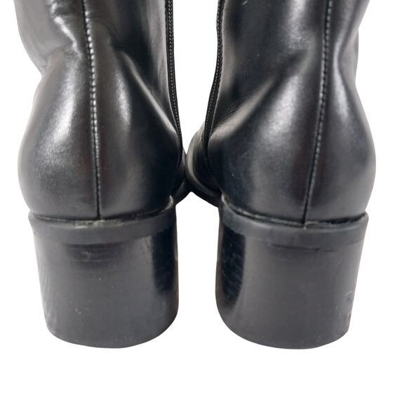 DANELLE! CENTRAL BLACK GENUINE LEATHER BIKER/MOTO CHUNKY HEEL ZIP BOOTS! SZ 6.5M - Picture 9 of 11